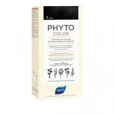 Phytocolor, farba do włosów 1 czarny, 50 ml+50 ml+12 ml