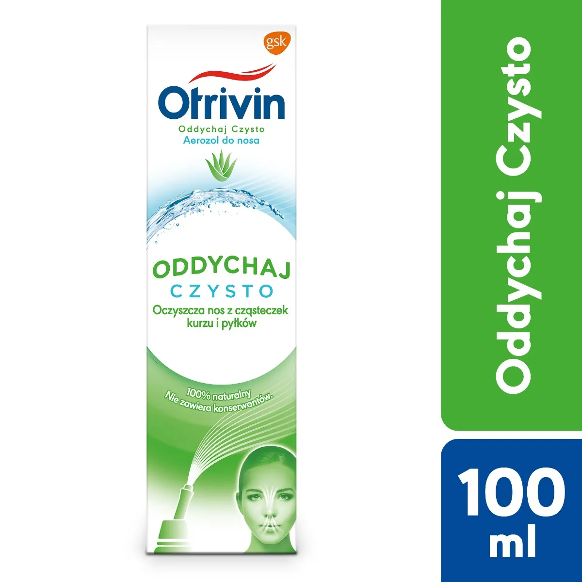 Otrivin Oddychaj Czysto dla dorosłych Aerozol 100% naturalny z ekstraktem z aloesu, 100 ml