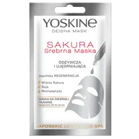 Yoskine Geisha Mask srebrna maska Sakura na tkaninie, 1 szt.