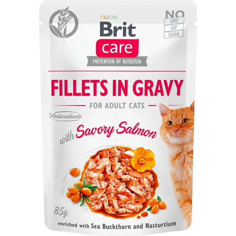BRIT CARE CAT Fillets in gravy Savory Salmon, 85g
