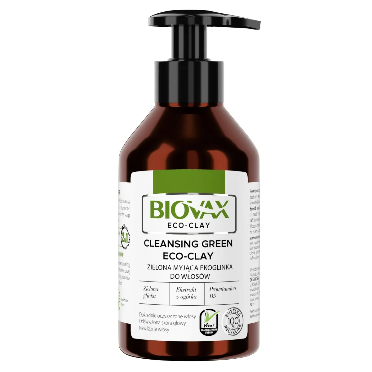 L'Biotica Biovax, zielona myjąca ekoglinka do włosów, 200 ml