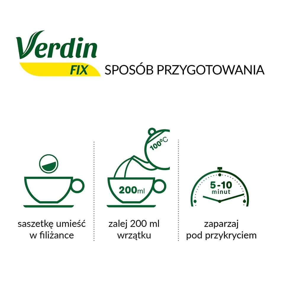 Verdin fix , zioła do zaparzania w saszetkach, suplement diety, 20 saszetek 