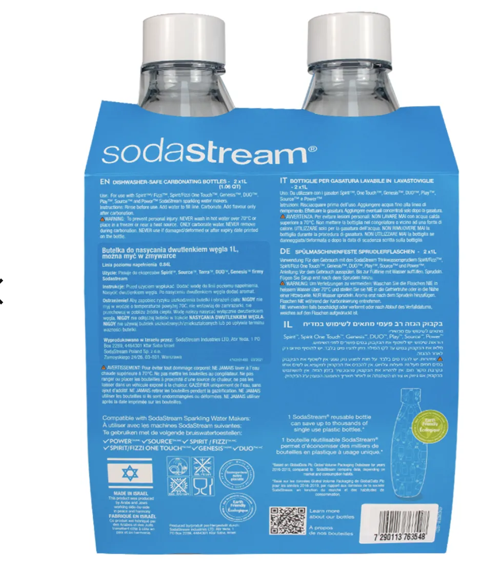SodaStream Butelki na wodę 1 l Fuse Białe, 2 szt.