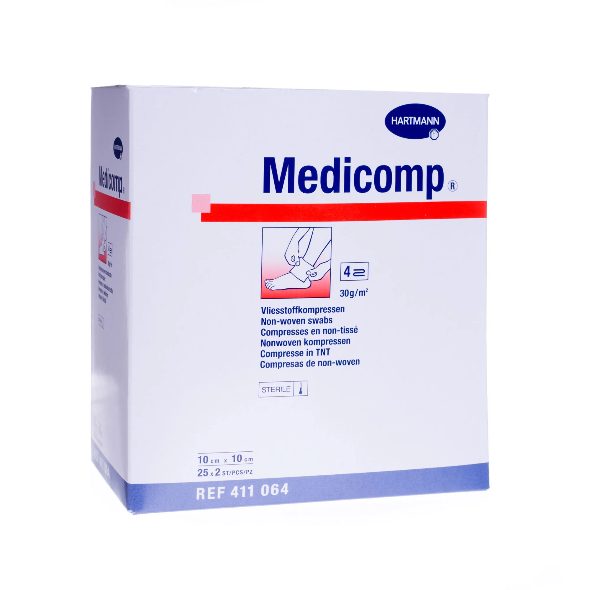 Medicomp kompresy sterylne, 10 x 10 cm, 25x2 sztuk