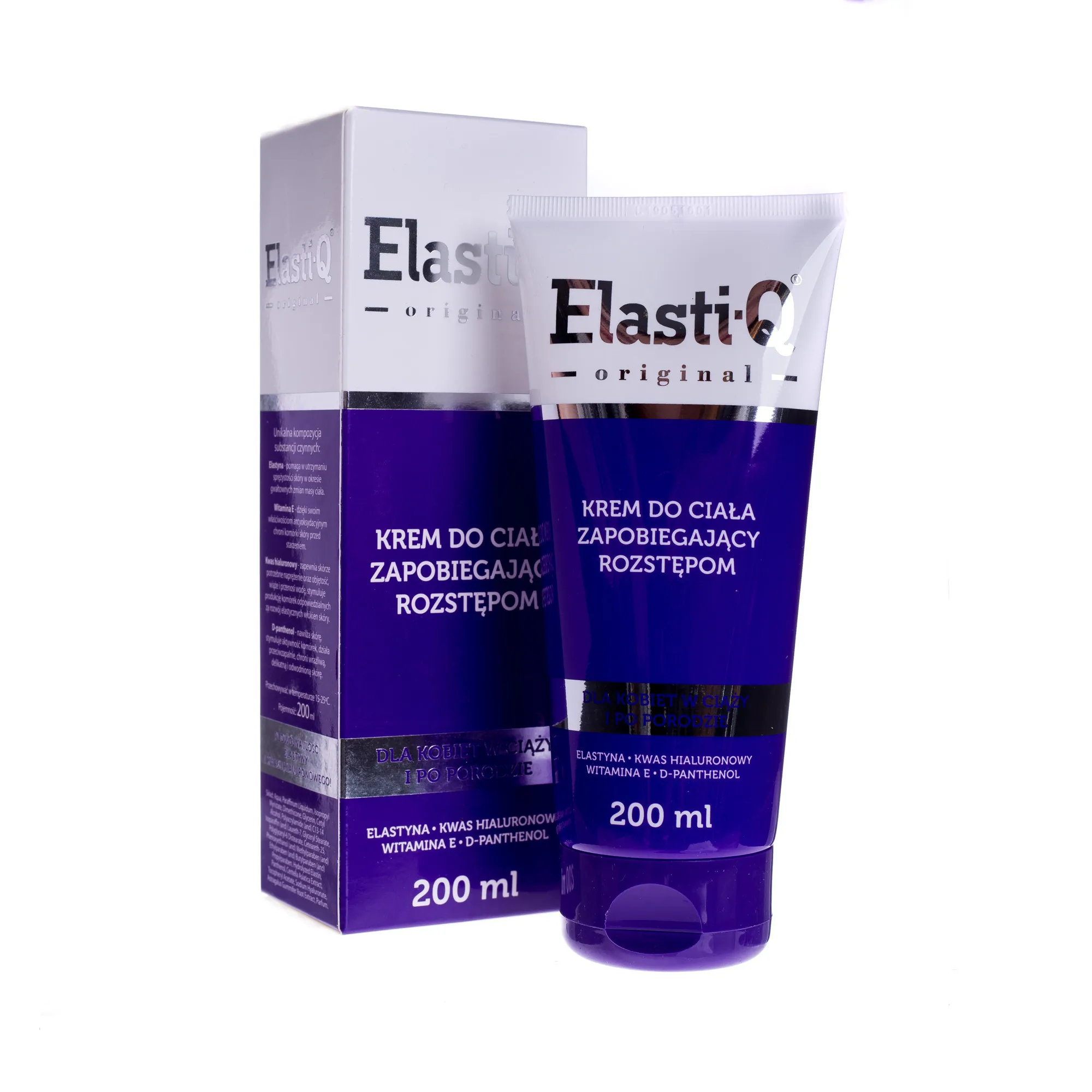 Elasti-Q Original, Krem do ciała zapobiegający rozstępom, dla kobiet w ciąży i po porodzie, 200 ml