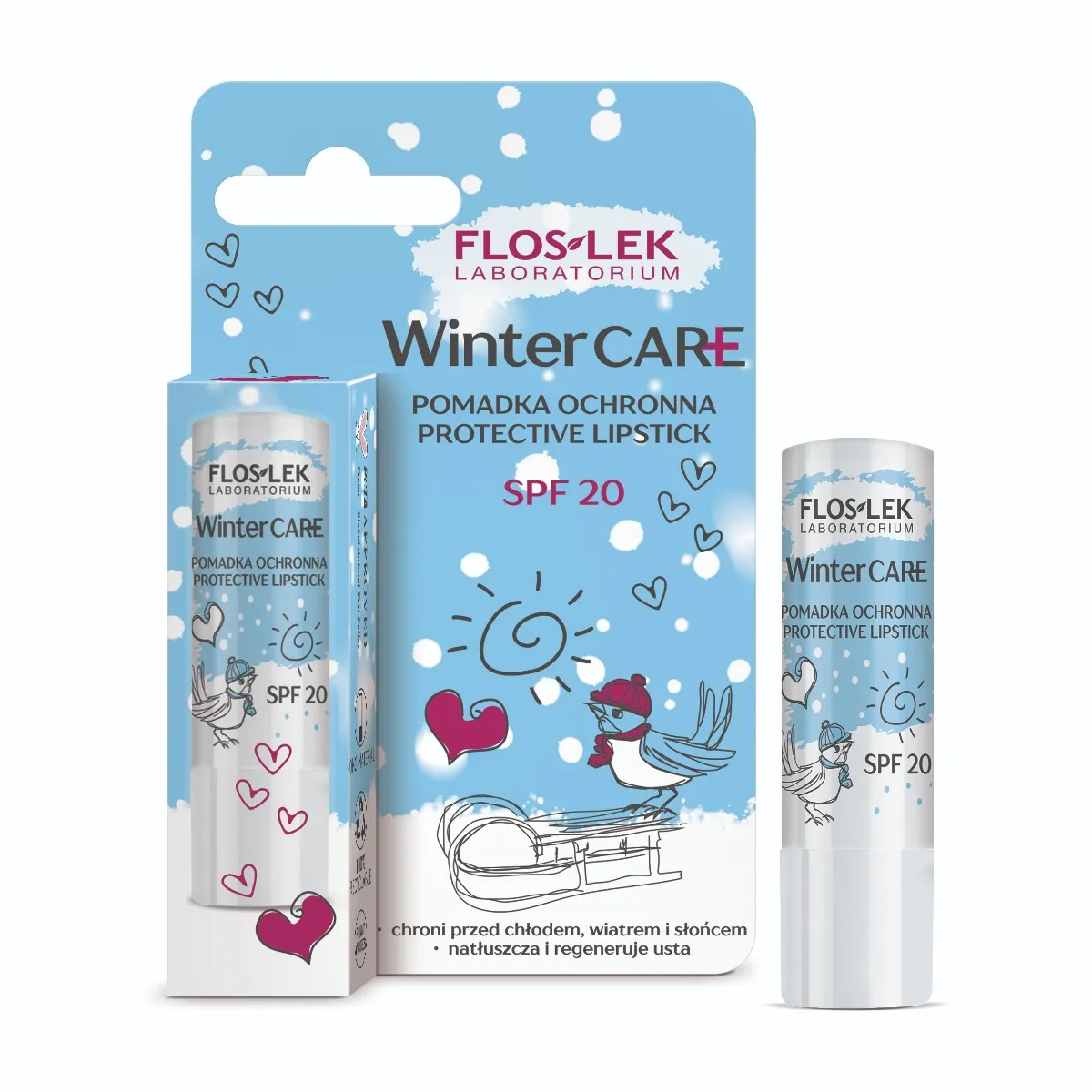 FlosLek Winter Care, ochronna pomadka do ust Spf 20, 4 g