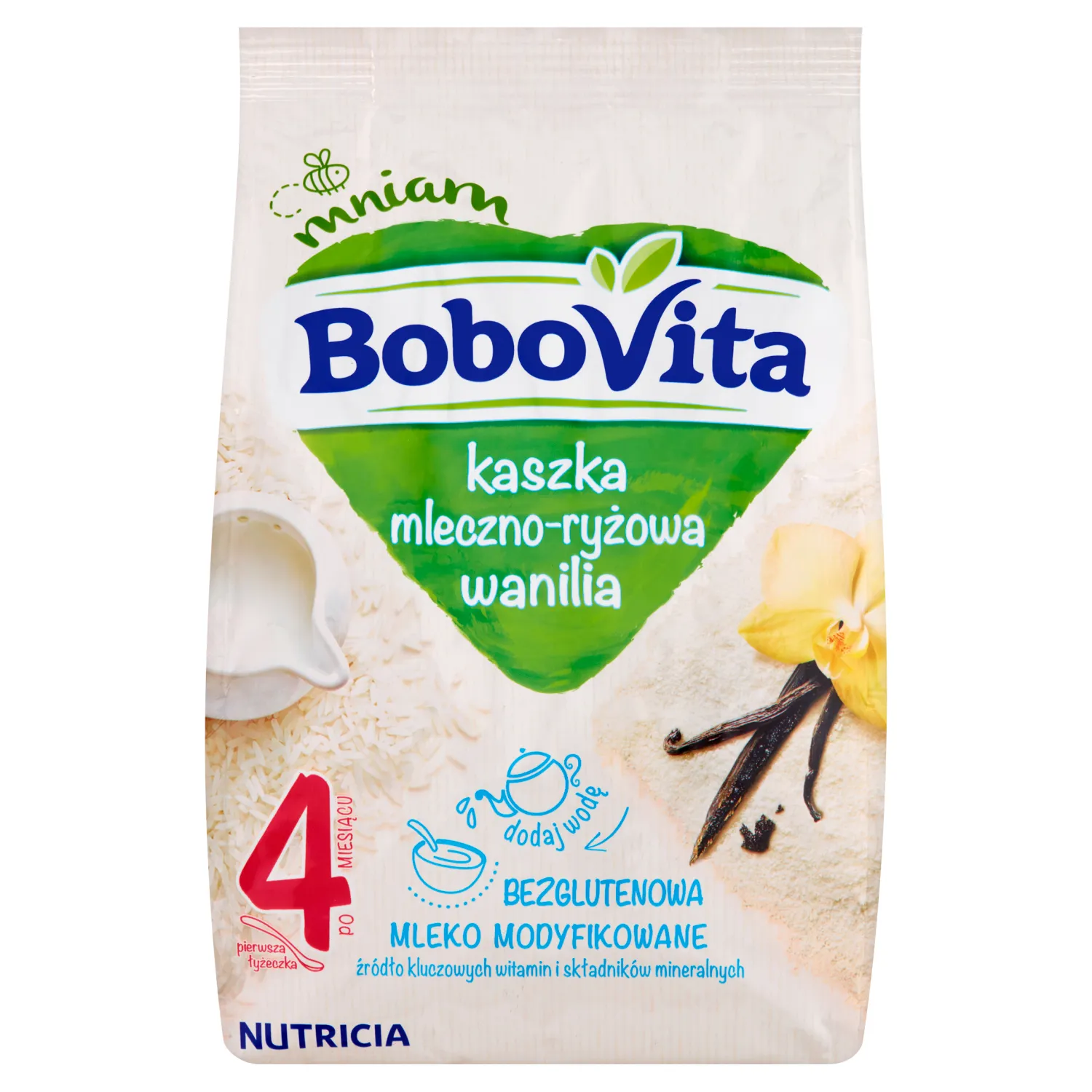 BoboVita kaszka mleczno-ryżowa z wanilią dla niemowląt powyżej 4 miesiąca, 230 g 