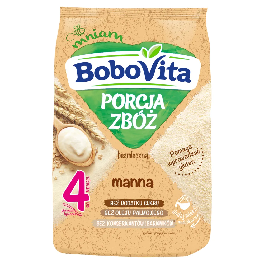 BoboVita Porcja Zbóż kaszka manna bezmleczna od 4. miesiąca życia, 170 g