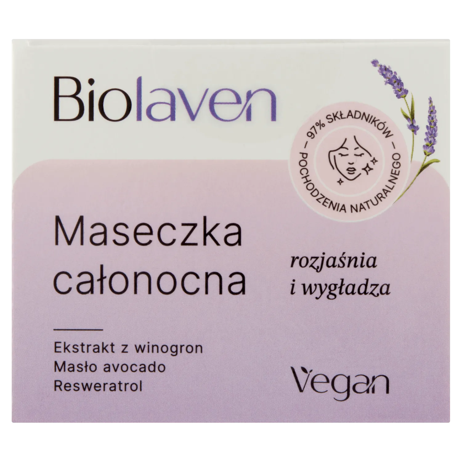 Biolaven organic Maseczka całonocna do twarzy Olej z pestek winogron & Resweratrol & Olejek lawendowy, 45 ml 