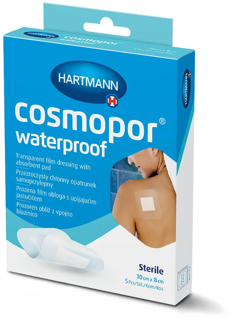 Cosmopor Waterproof Opatrunek samoprzylepny, 10cm x 8cm, 5 szt.