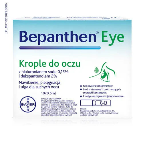 Bepanthen Eye, krople do oczu, 10x0,5 ml 