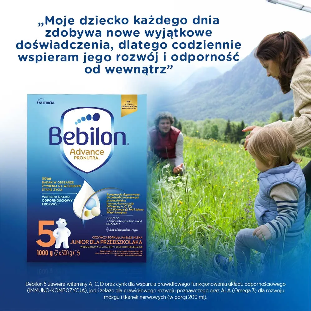 Bebilon 5 Advance Pronutra Junior, formuła na bazie mleka dla  przedszkolaka, 1000 g 