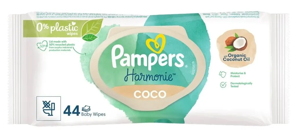 Pampers Harmonie Coco chusteczki nawilżane dla dzieci, 44 szt.
