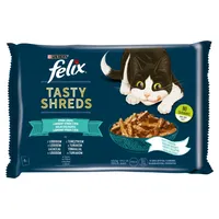 Felix Tasty Shreds Rybne Smaki karma z łososiem i tuńczykiem dla kotów, 4x80 g
