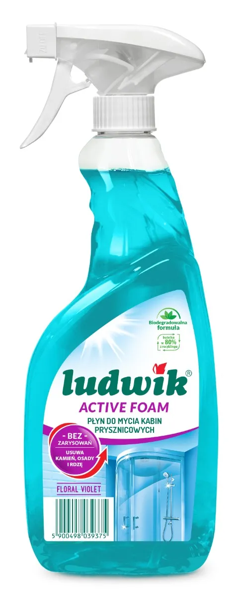 Ludwik Active Foam Płyn do mycia kabin prysznicowych Floral Violet, 600 ml