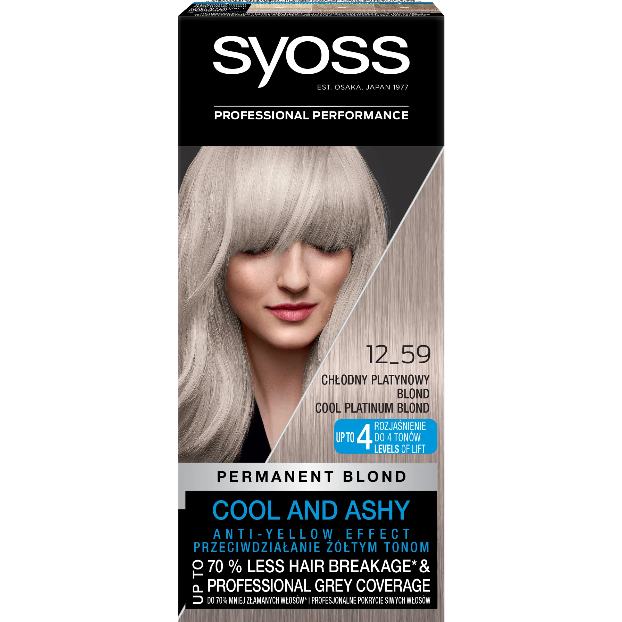 Syoss Permanent Cool Blonds farba do włosów rozjaśniająca 12-59 Chłodny Platynowy Blond, 1 szt.