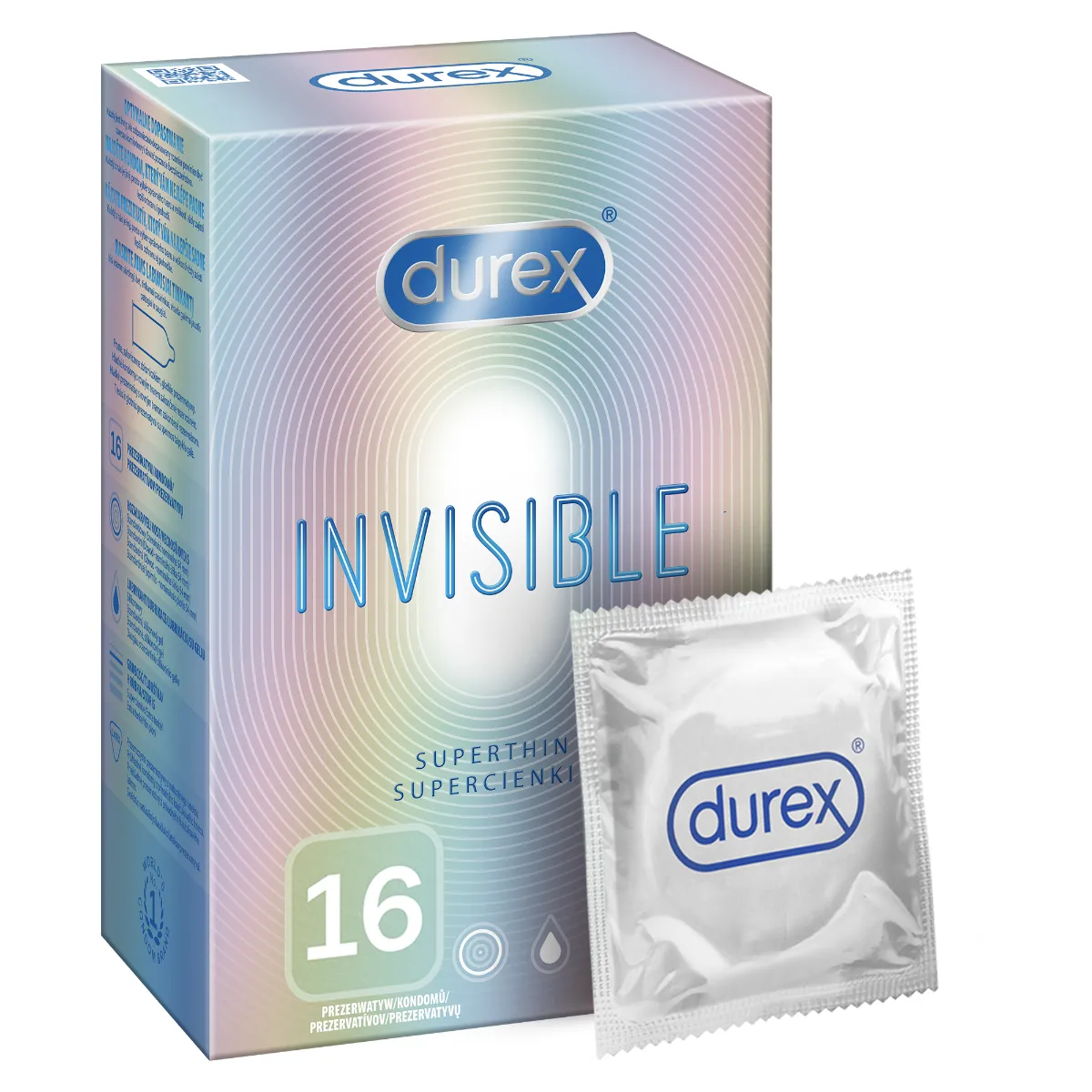 Durex Invisible Supercienkie prezerwatywy, 16 szt. 