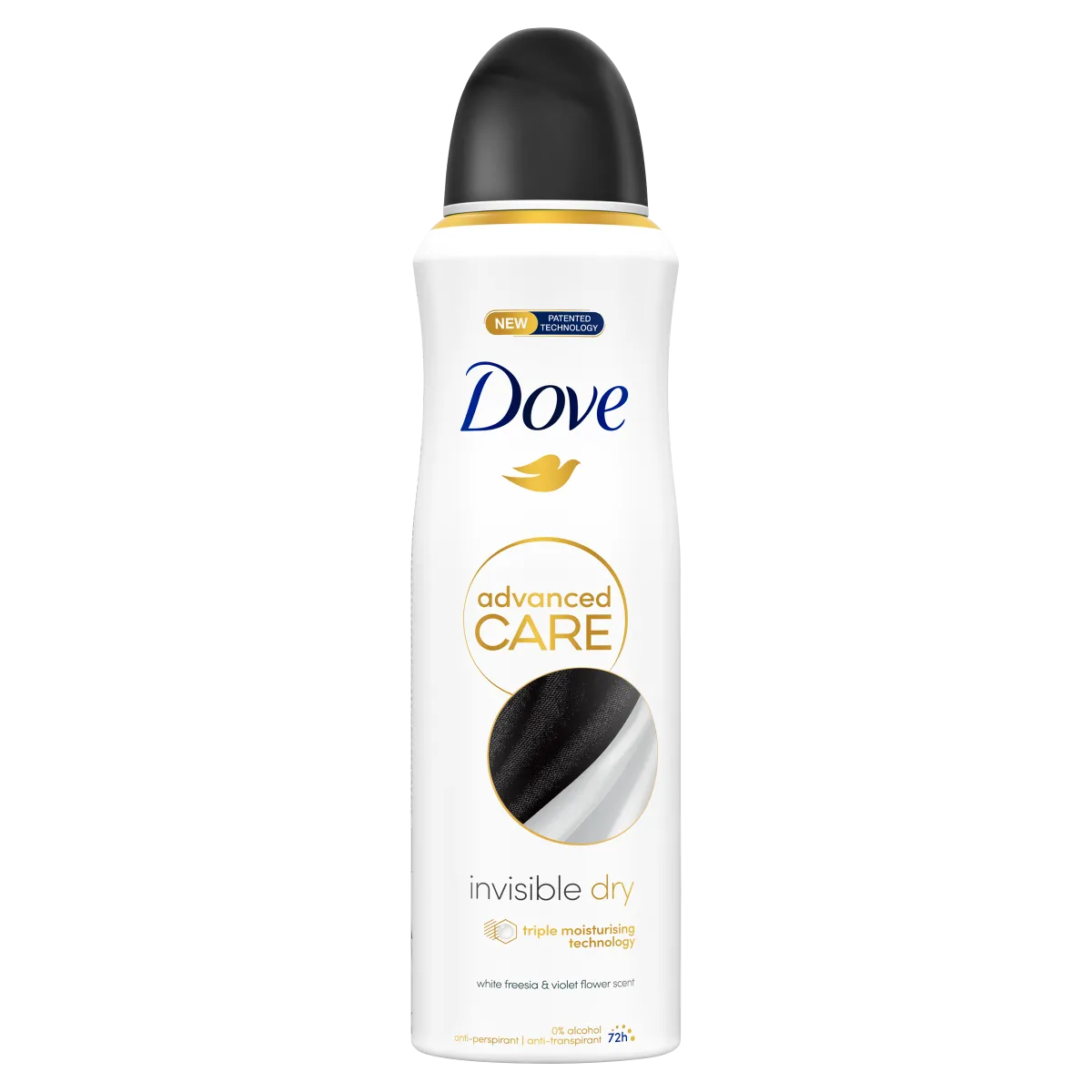 Dove Advanced Care Invisible Dry Antyperspirant w aerozolu o zapachu białej frezji i fioletowych kwiatów, 200 ml