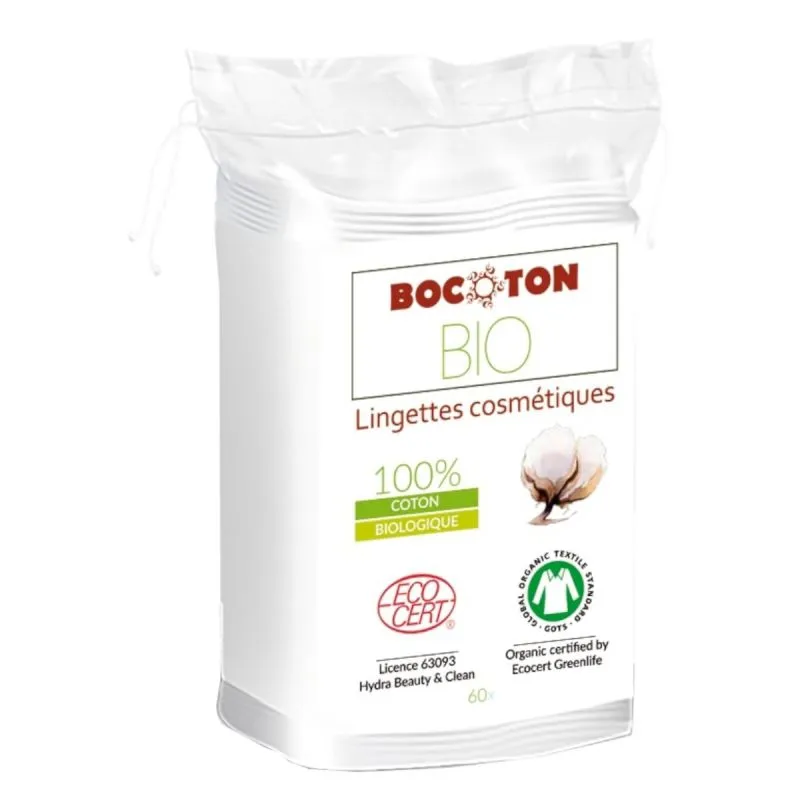 Bocoton bawełniane ręczniczki kosmetyczne z certyfikatem ECOCERT GOTS, 60 szt.