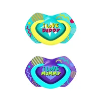 Canpol babies Neon Love Smoczek silikonowy 6-18m symetryczny niebieski, 2 szt.