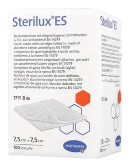 Sterilux Es Opatrunek niejałowy 17-nitkowy 8-wartwowy, 7,5x7,5 cm, 100 sztuk