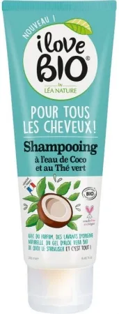 I love BIO organiczny szampon do wszystkich typów włosów Woda Kokosowa i Zielona Herbata, 250 ml