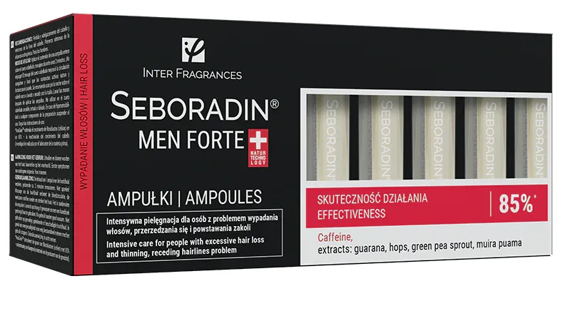 Seboradin Men Ampułki Forte, preparat wmacniający i przyspieszający porost włosów, 14 ampułek