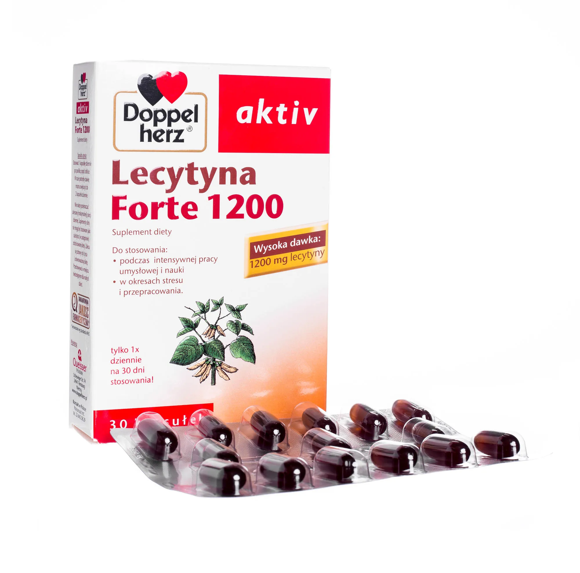 Doppelherz aktiv, Lecytyna Forte 1200, suplement diety, 30 kapsułek 