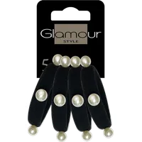 Glamour Gumki do włosów czarne z perełkami, 4 szt.