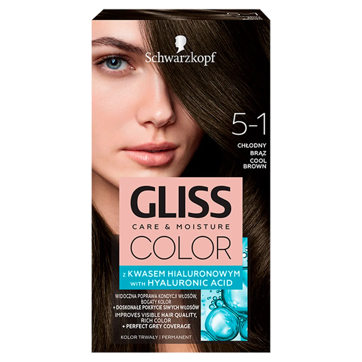 Schwarzkopf Gliss Color Farba do włosów nr 5-1 Chłodny brąz, 1 szt.
