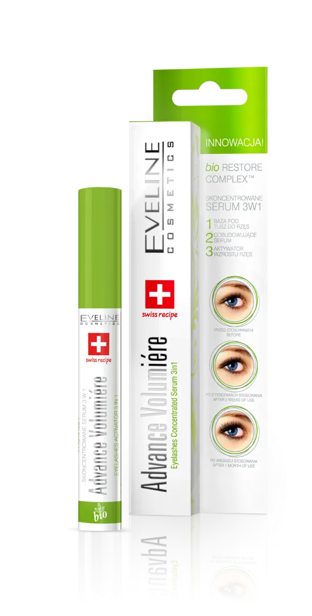 Eveline Cosmetics Advance Volumiere, skoncentrowane serum do rzęs 3w1, 10 ml