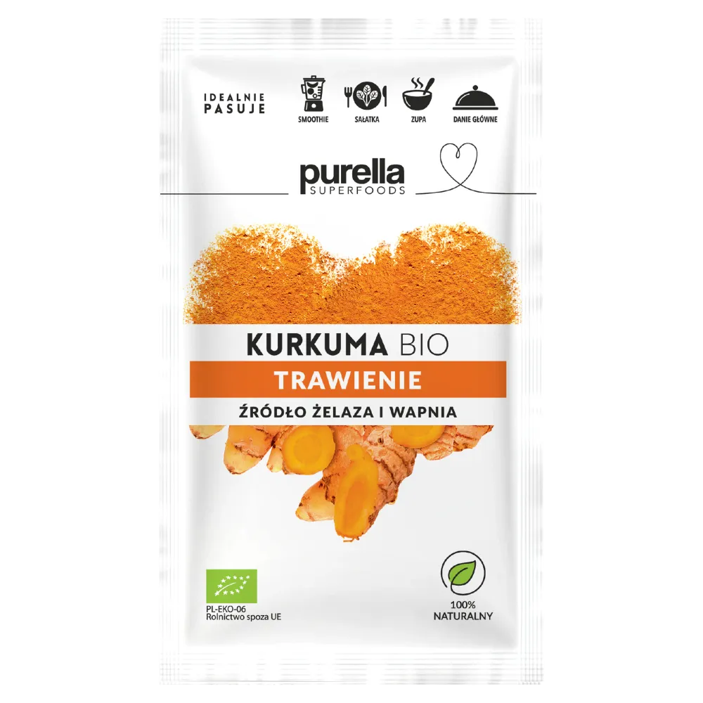 Purella Superfoods Kurkuma BIO Witalność + żelazo kurkumina, 20 g