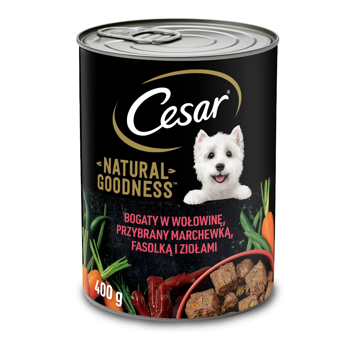 Cesar Natural Goodness Mokra karma dla psów dorosłych z wołowiną, marchewką i fasolką, 400g