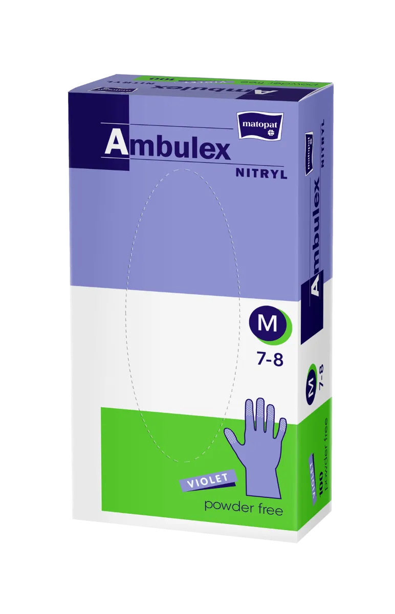 Ambulex Nitryl Violet Rękawice nitrylowe jednorazowe ochronne niepudrowane rozmiar M, 100 sztuk
