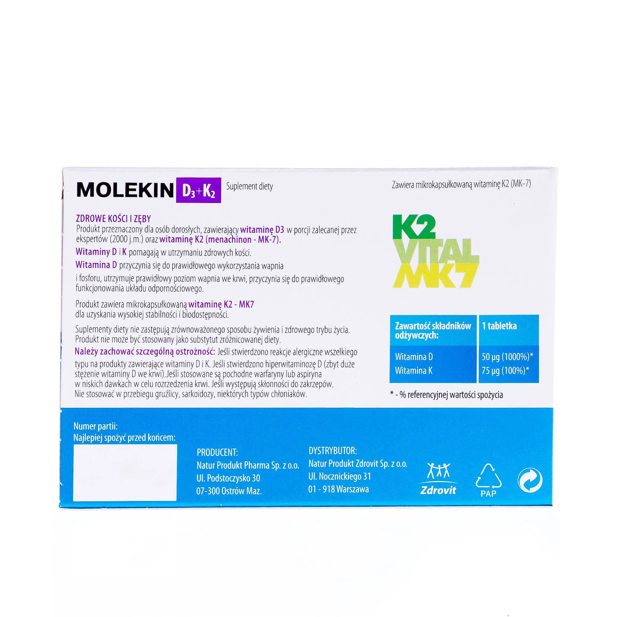 Molekin D3+K2, suplement diety, 30 tabletek 