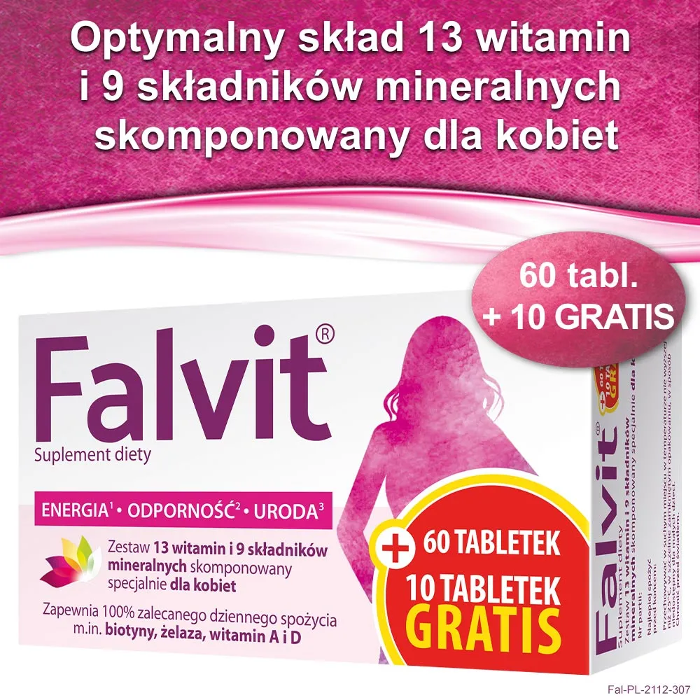 Falvit, suplement diety, 60 + 10 tabletek 