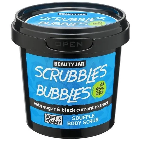 Beauty Jar Scrubbles Bubbles sufletowy peeling do ciała z cukrem i ekstraktem z czarnej porzeczki, 140 ml. Data ważności 31.05.2023