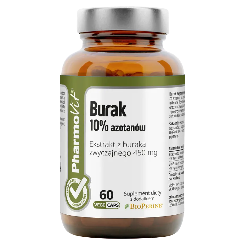 Pharmovit Burak 10% azotanów, suplement diety, 60 kapsułek