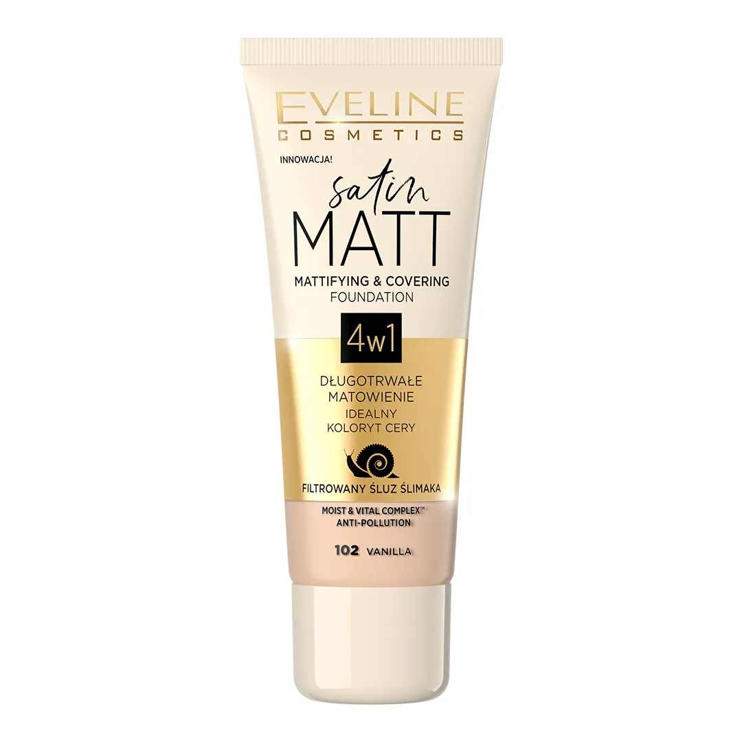 Eveline Cosmetics Satin Matt podkład matujący nr 102 Vanilla, 30 ml