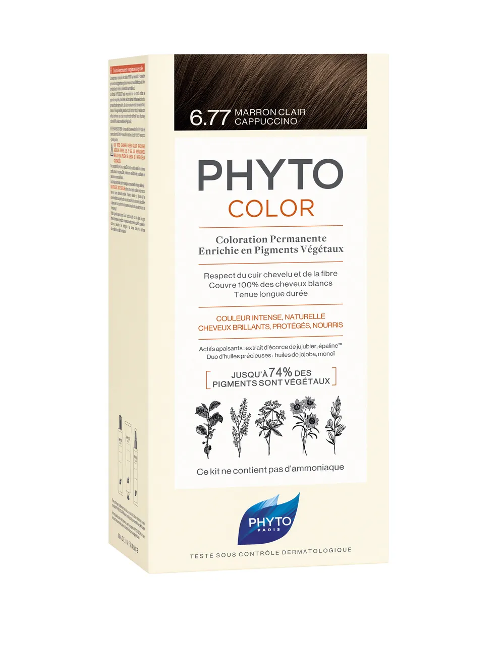 Phyto Color, farba do włosów, 6.77 jasny brąz, cappuccino, 1 opakowanie