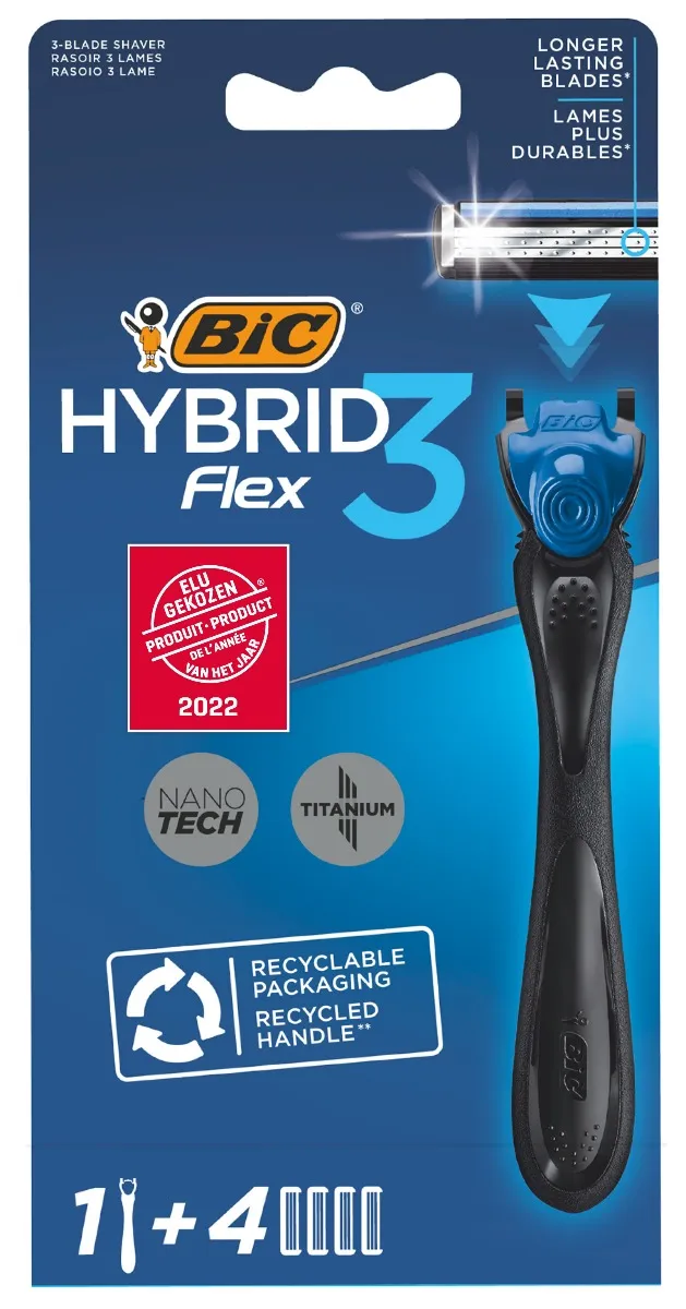 BiC Hybrid Flex 3 maszynka do golenia dla mężczyzn, 1 szt. + 4 wkłady