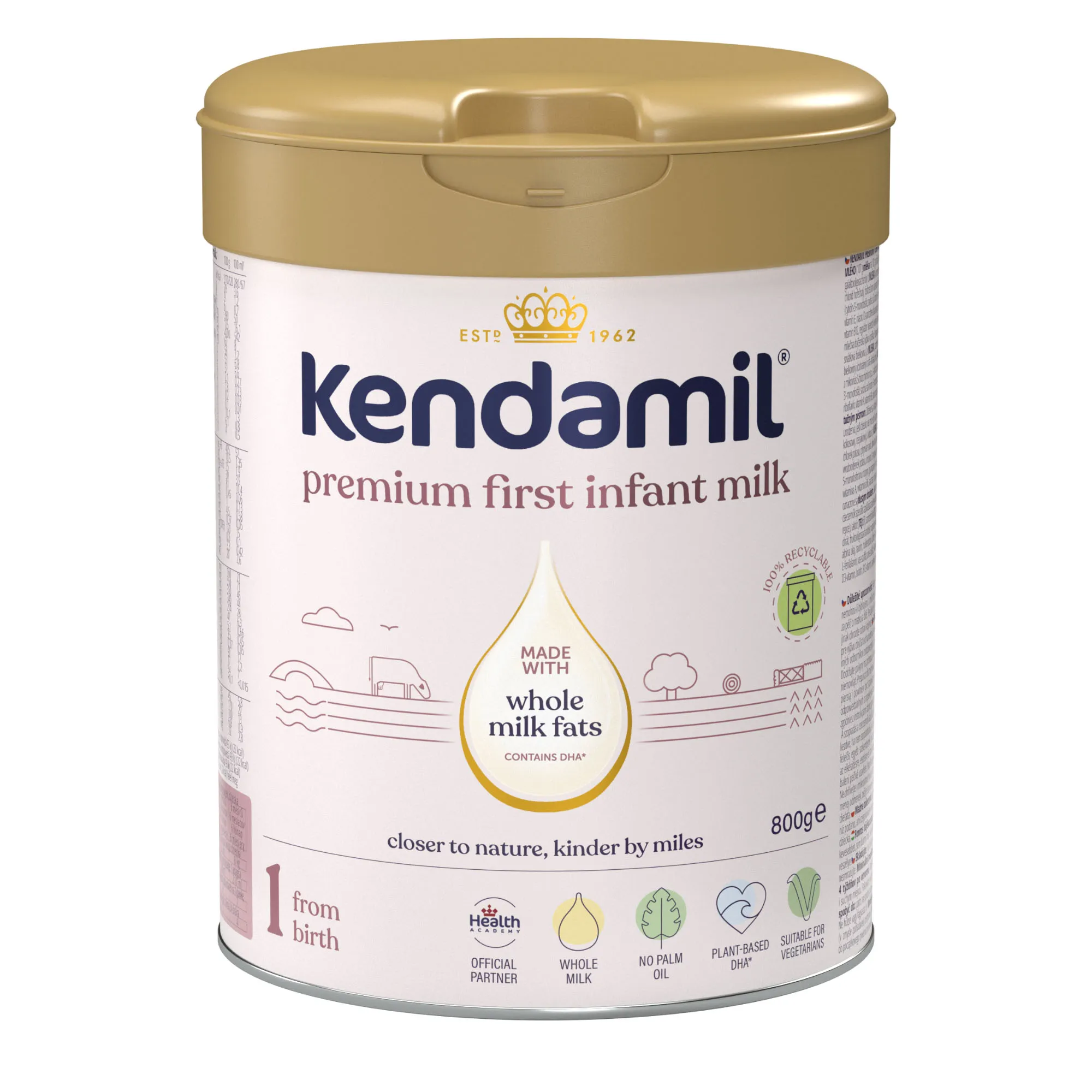 Kendamil Premium DHA+ Mleko początkowe 1 dla niemowląt, 800 g