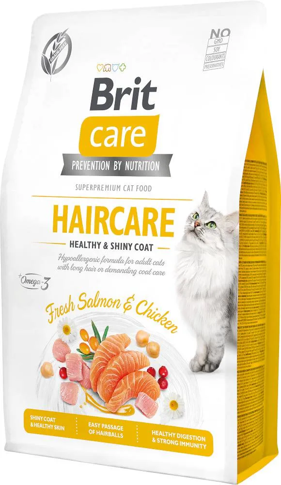 Brit Care Mini Grain-free Hair&Skin Karma sucha ze świeżym łososiem i kurczakiem dla kotów, 2 kg