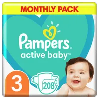 Pampers Active Baby, pieluchy, rozmiar 3, 6-10 kg, 208 sztuk
