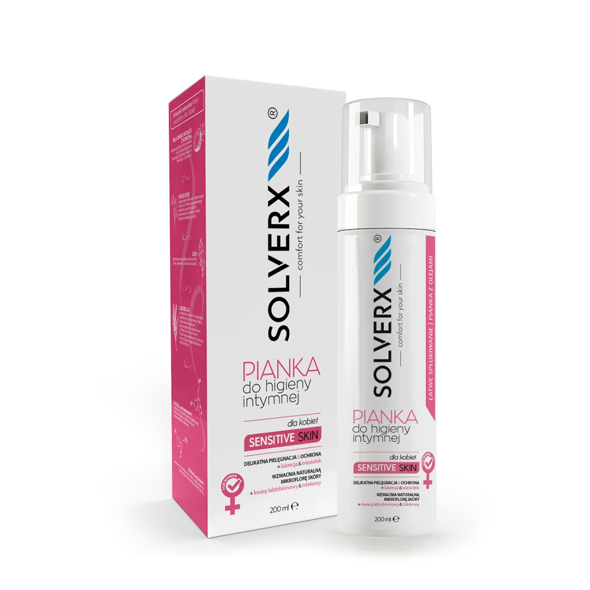 Solverx pianka do higieny intymnej dla kobiet, 200 ml