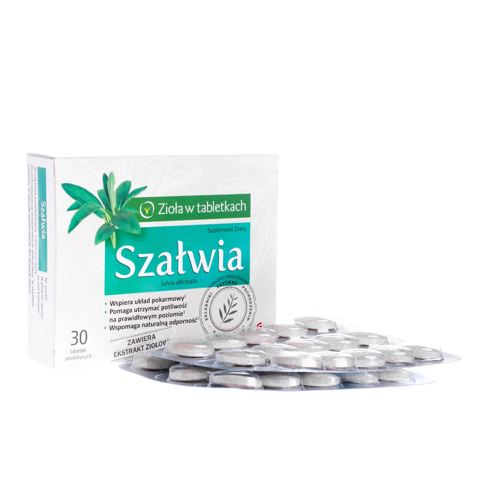 Szałwia - suplement diety wspierający układ pokarmowy, 30 tabletka powlekanych
