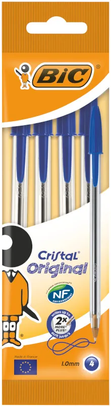BIC Cristal Original Długopisy niebieskie, 4 szt.