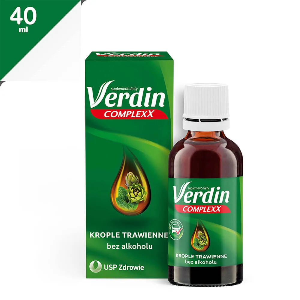 Verdin Complexx - suplement diety w postaci kropli trawiennych, bez alkoholu, 40 ml
