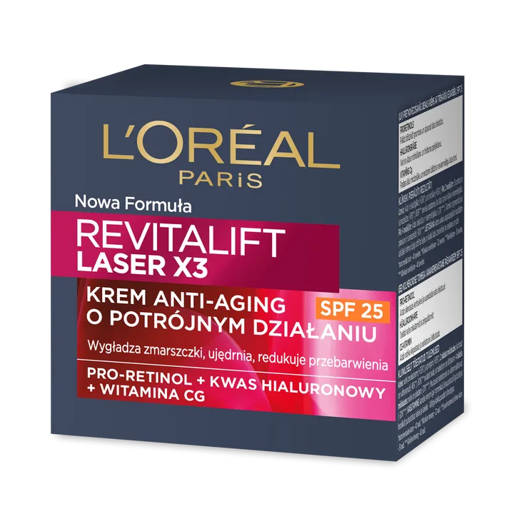 L`Oreal Paris Revitalift Laser X3 Krem anti-aging o potrójnym działaniu SPF 25, 50 ml