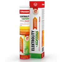 Pharmasis Elektrolity + Kofeina, suplement diety, smak cytrynowy, 24 tabletki musujące